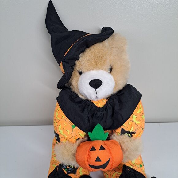 PUFFY Halloween Bear Plush Toy Cat PJs Bat Slippers Pumpkin Midwestern Home Prod - Picture 5 of 16